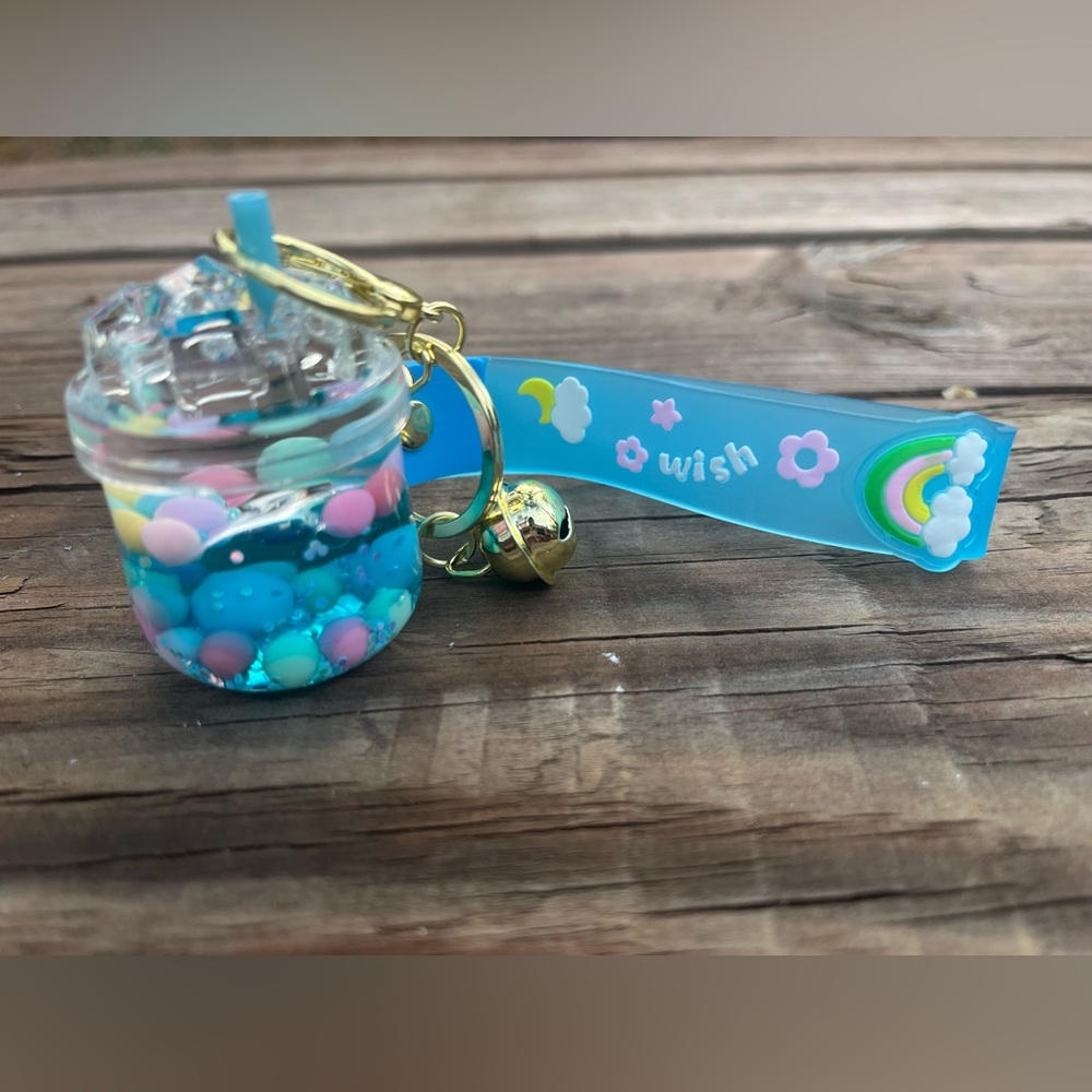 Blue Boba Milk Tea Cup Keychain & Bag Charm New